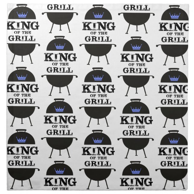 King Of The Grill, Black Blue Crown Cloth Napkin (Front)