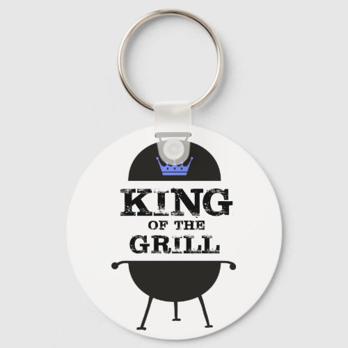King Of The Grill Black Blue Crown Keychain