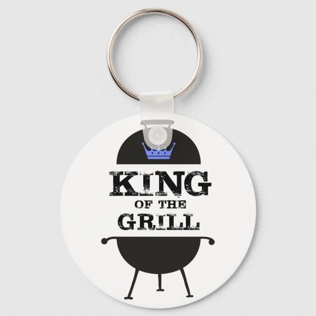 King Of The Grill, Black Blue Crown Keychain (Front)