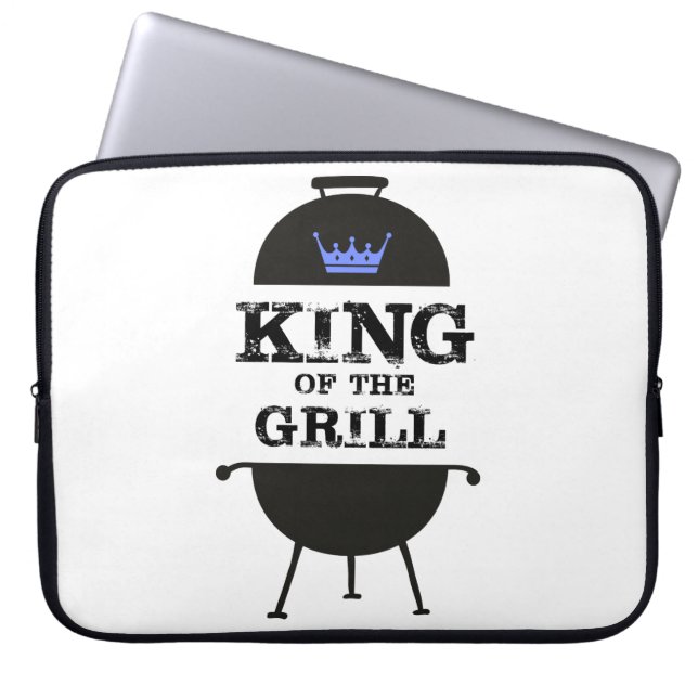 King Of The Grill, Black Blue Crown Laptop Sleeve (Front)