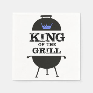 King Of The Grill, Black Blue Crown Napkins