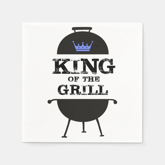 King Of The Grill, Black Blue Crown Napkins (Front)