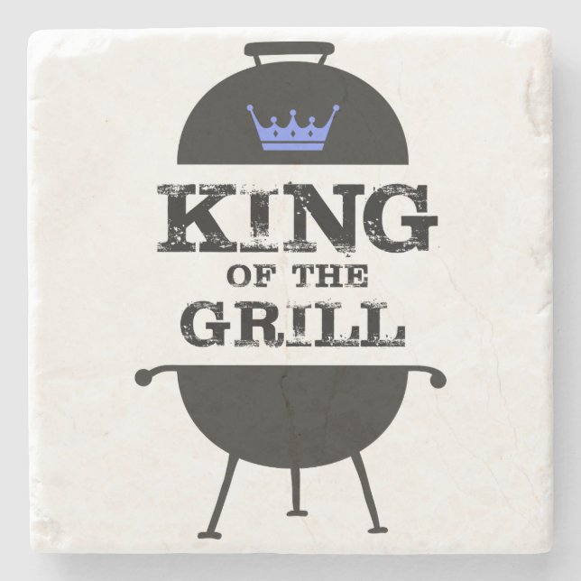 King Of The Grill, Black Blue Crown Stone Coaster (Front)