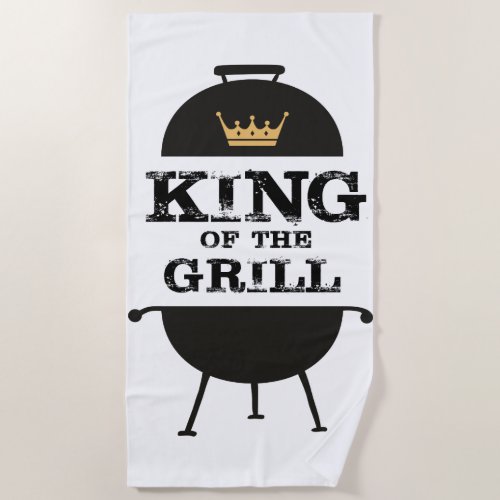 King Of The Grill Black Gold Crown Beach Towel