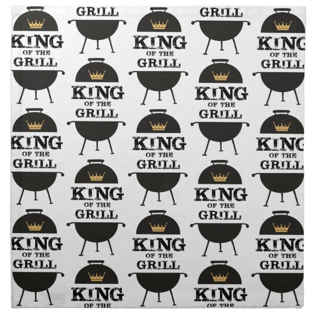 King Of The Grill, Black Gold Crown Cloth Napkin (Front)