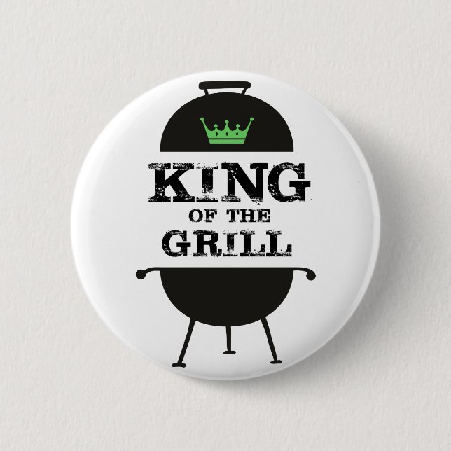 King Of The Grill, Black Green Crown Button (Front)