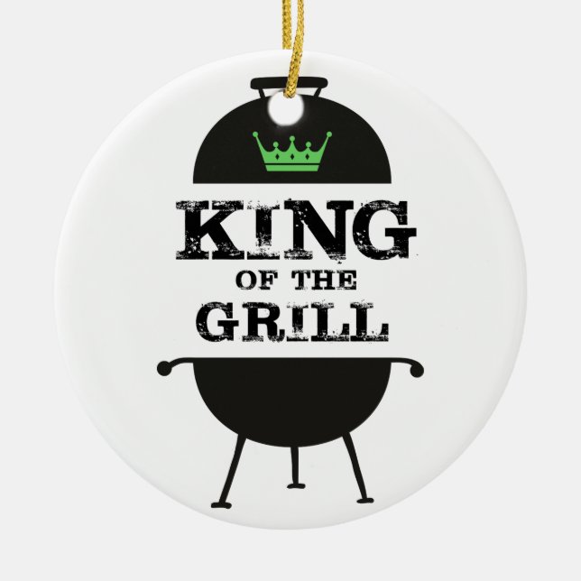 King Of The Grill, Black Green Crown Ceramic Ornament (Front)