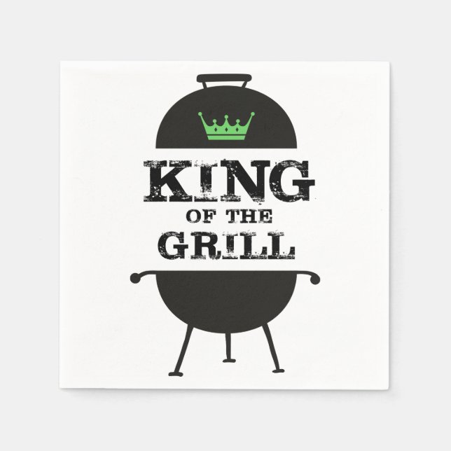 King Of The Grill, Black Green Crown Napkins (Front)