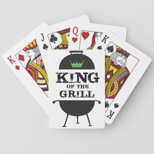 King Of The Grill Black Green Crown Poker Cards