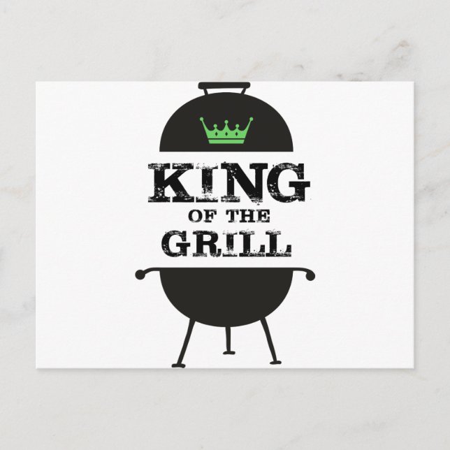 King Of The Grill, Black Green Crown Postcard (Front)
