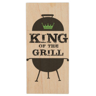 King Of The Grill, Black Green Crown Wood Flash Drive