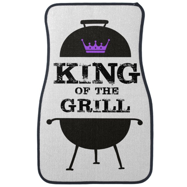 King Of The Grill, Black Purple Crown Car Floor Mat (Front)