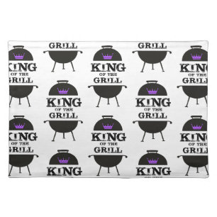 King Of The Grill, Black Purple Crown Cloth Placemat
