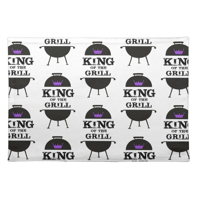 King Of The Grill, Black Purple Crown Cloth Placemat (Front)