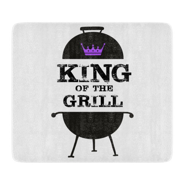 King Of The Grill, Black Purple Crown Cutting Board (Front)