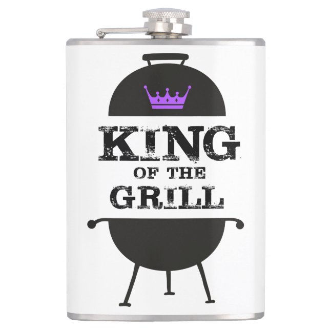 King Of The Grill, Black Purple Crown Flask (Front)