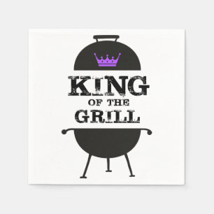 King Of The Grill, Black Purple Crown Napkins
