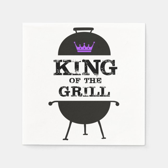 King Of The Grill, Black Purple Crown Napkins (Front)