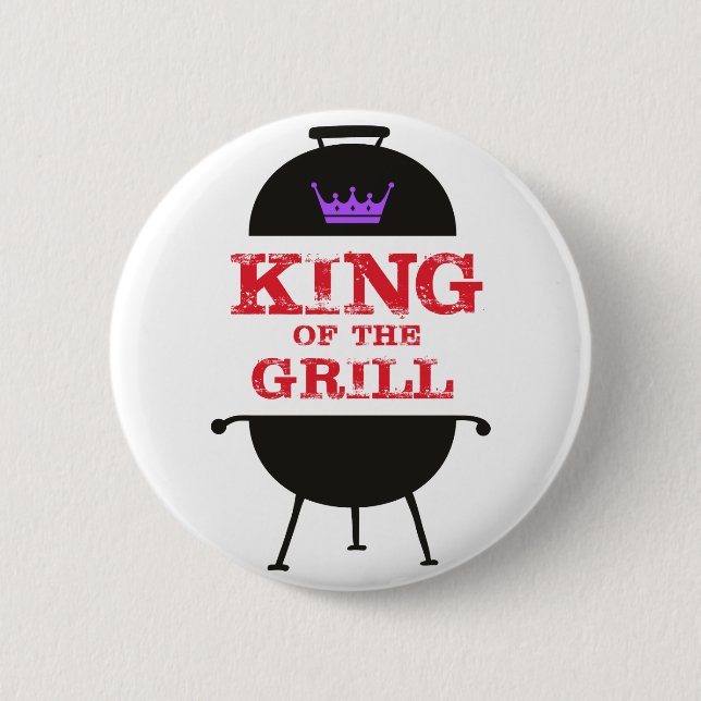 King Of The Grill, Black Purple Crown Red Button (Front)