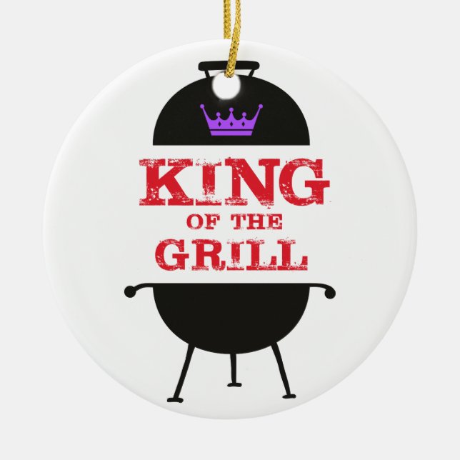 King Of The Grill, Black Purple Crown Red Ceramic Ornament (Front)