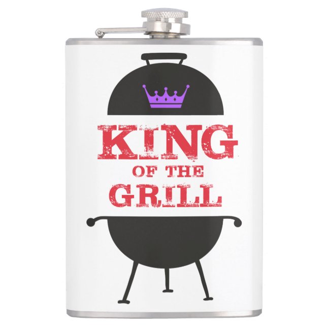 King Of The Grill, Black Purple Crown Red Flask (Front)