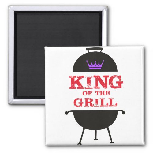 King Of The Grill Black Purple Crown Red Magnet
