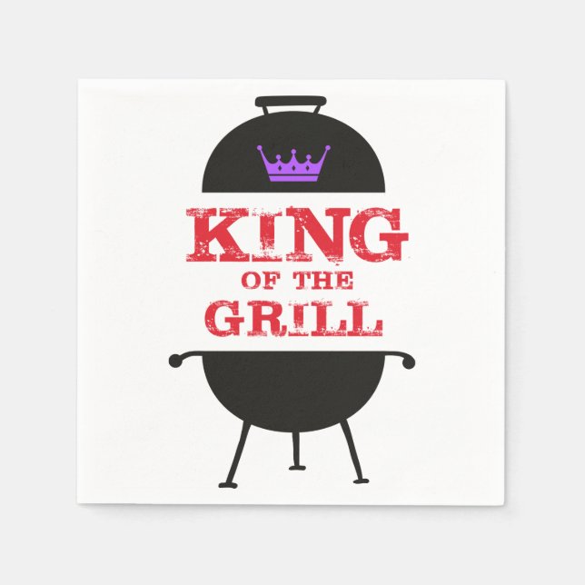 King Of The Grill, Black Purple Crown Red Napkins (Front)