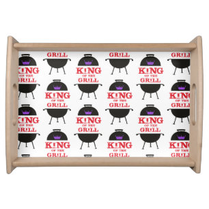 King Of The Grill, Black Purple Crown Red Serving Tray