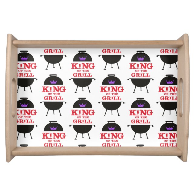 King Of The Grill, Black Purple Crown Red Serving Tray (Front)