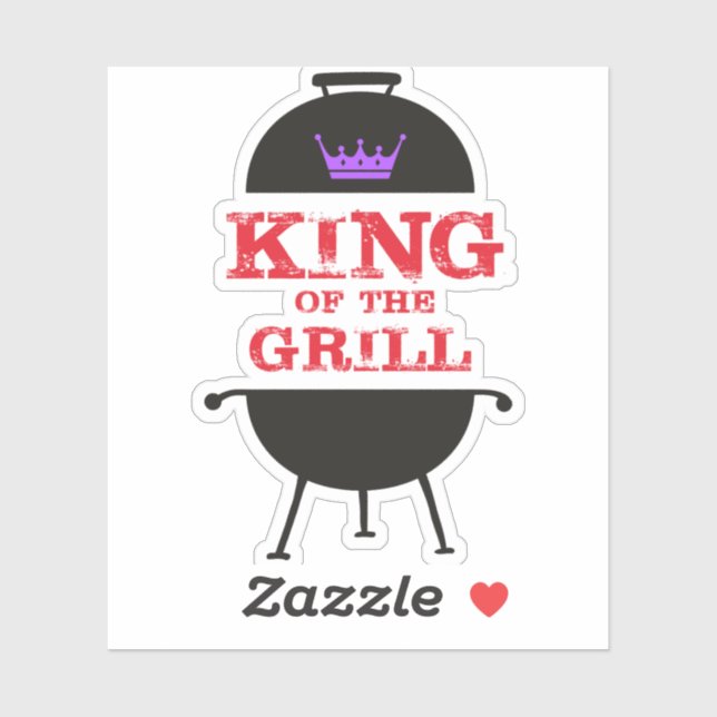 King Of The Grill, Black Purple Crown Red Sticker (Sheet)