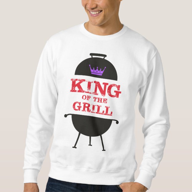 King Of The Grill, Black Purple Crown Red Sweatshirt (Front)