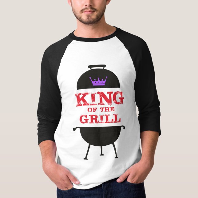 King Of The Grill, Black Purple Crown Red T-Shirt (Front)