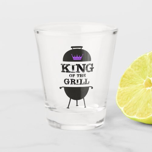 King Of The Grill Black Purple Crown Shot Glass