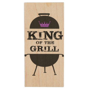 King Of The Grill, Black Purple Crown Wood Flash Drive