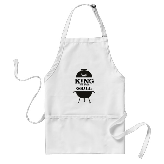 King Of The Grill, Black White Crown Adult Apron (Front)