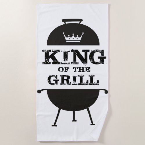 King Of The Grill Black White Crown Beach Towel