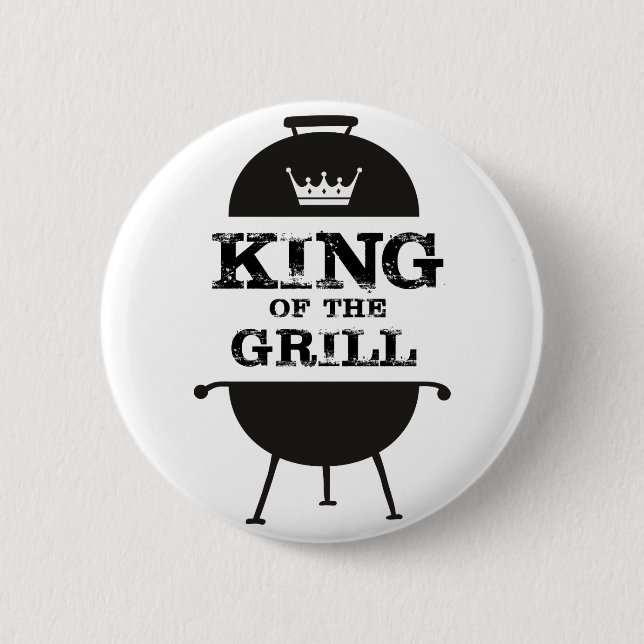 King Of The Grill, Black White Crown Button (Front)