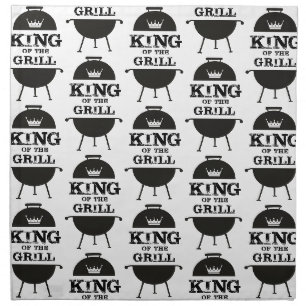 King Of The Grill, Black White Crown Cloth Napkin