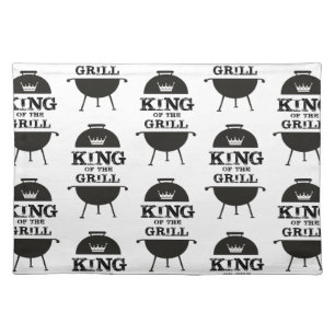 King Of The Grill, Black White Crown Cloth Placemat