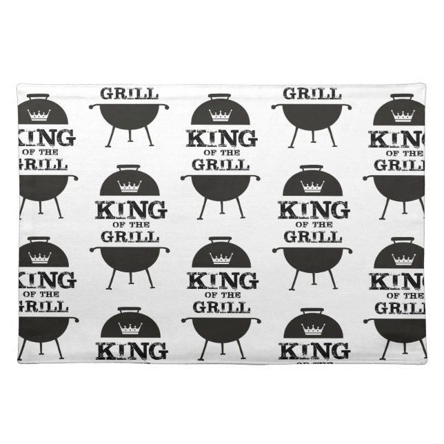 King Of The Grill, Black White Crown Cloth Placemat (Front)