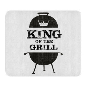 King Of The Grill, Black White Crown Cutting Board