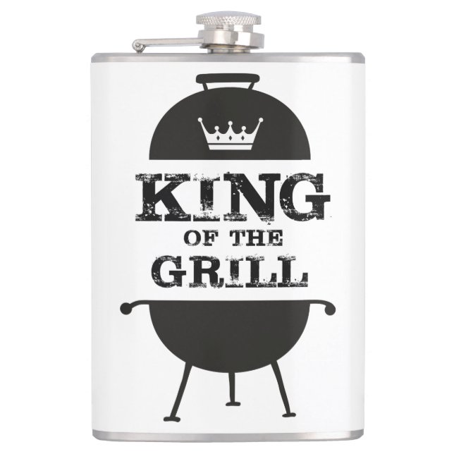 King Of The Grill, Black White Crown Flask (Front)
