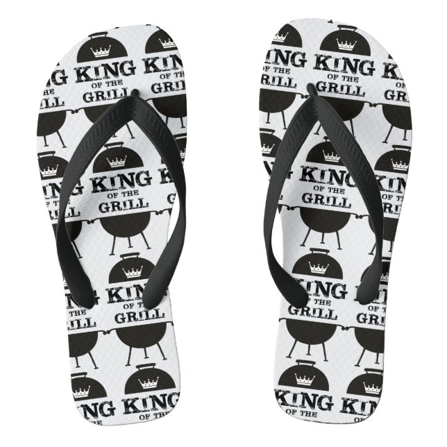 King Of The Grill, Black White Crown Flip Flops (Footbed)