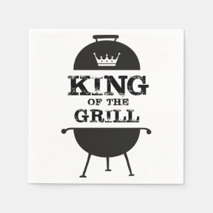 King Of The Grill, Black White Crown Napkins