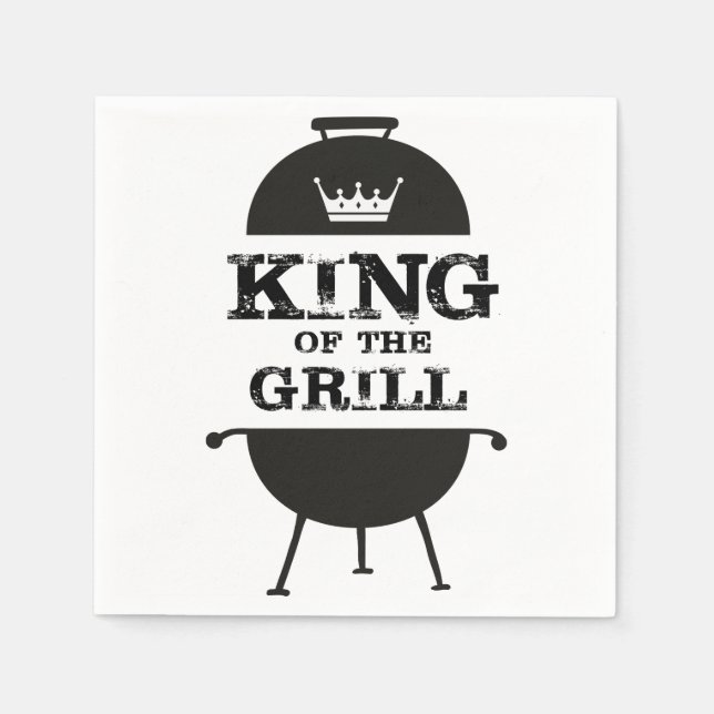 King Of The Grill, Black White Crown Napkins (Front)