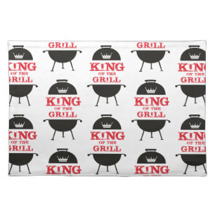 King Of The Grill, Black White Crown Red Cloth Placemat
