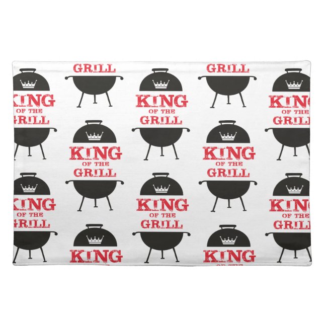 King Of The Grill, Black White Crown Red Cloth Placemat (Front)