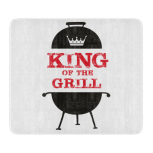King Of The Grill, Black White Crown Red Cutting Board