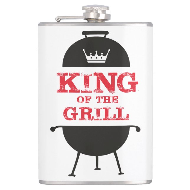 King Of The Grill, Black White Crown Red Flask (Front)
