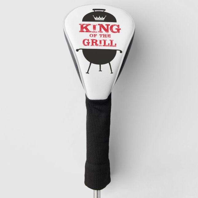 King Of The Grill, Black White Crown Red Golf Head Cover (Front)
